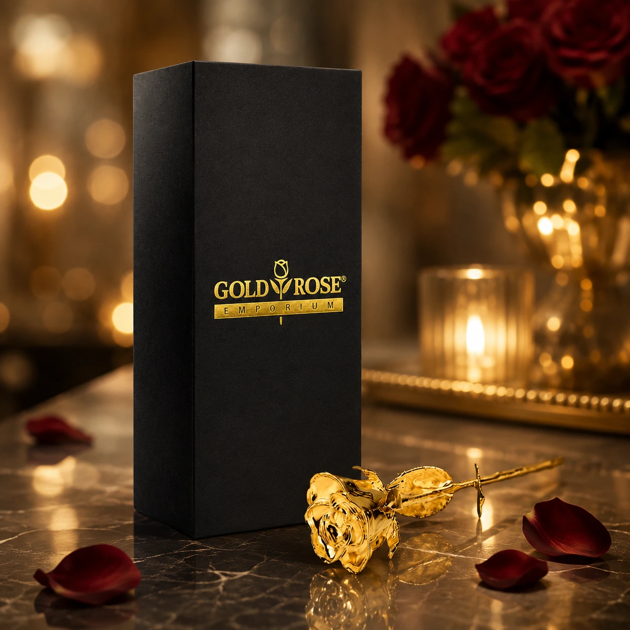 Royal Gold Rose luxury gift display